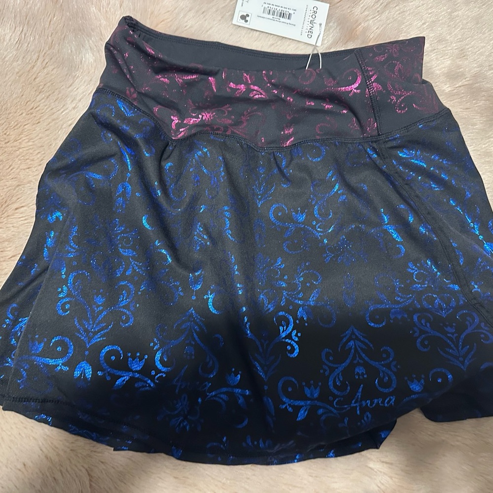 Crowned Athletics Anna Black Skort with Blue and Pink NWT Medium